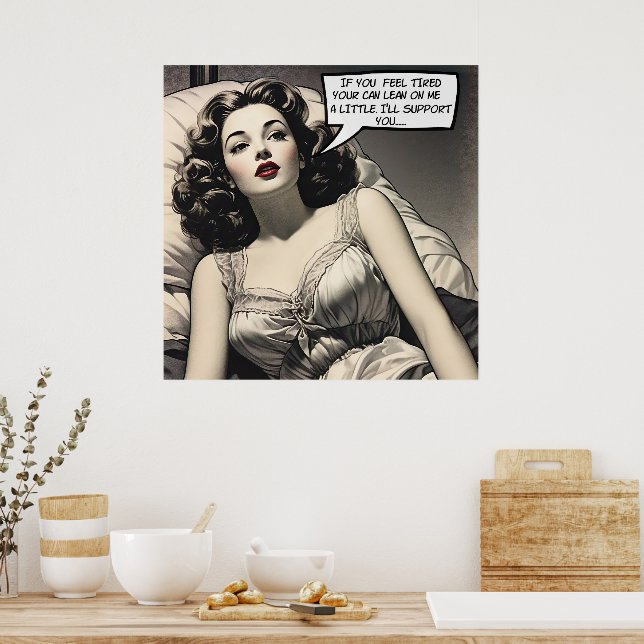 Lean på mig 1950:s Tecknad i Romantik Poster (Kök)