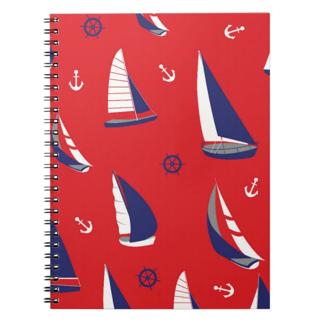 Lean Sailboat Mönster Anteckningsbok Med Spiral (Framsidan)