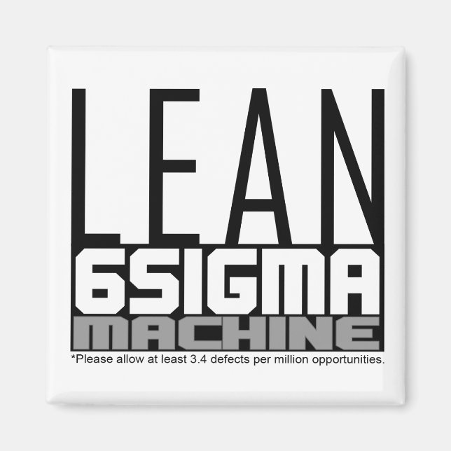 Lean Six Sigma Maskin White Bälte Magnet (Framsidan)