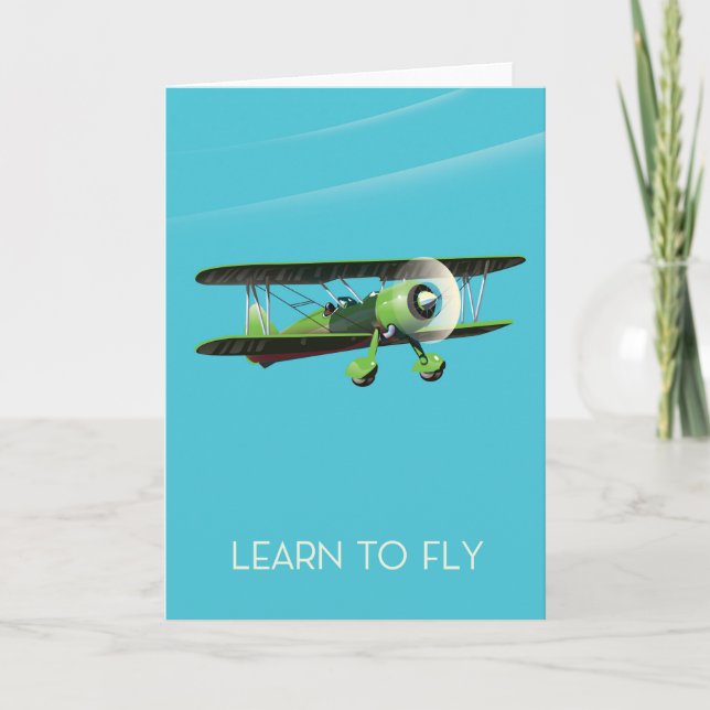 Lean to Fly vintage flygplan poster Helgkort (Framsida)