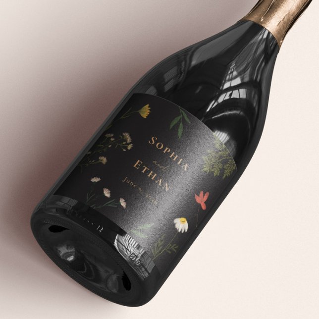 Leander Elegant Blommigt Bröllop Vin Flaska (Skapare uppladdad)