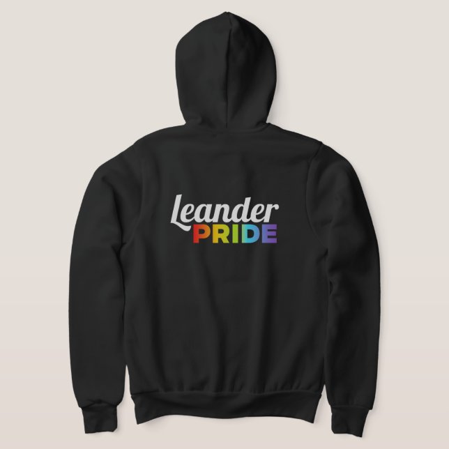 Leander Pride black zip-front hoodie T Shirt (Laydown Baksida)