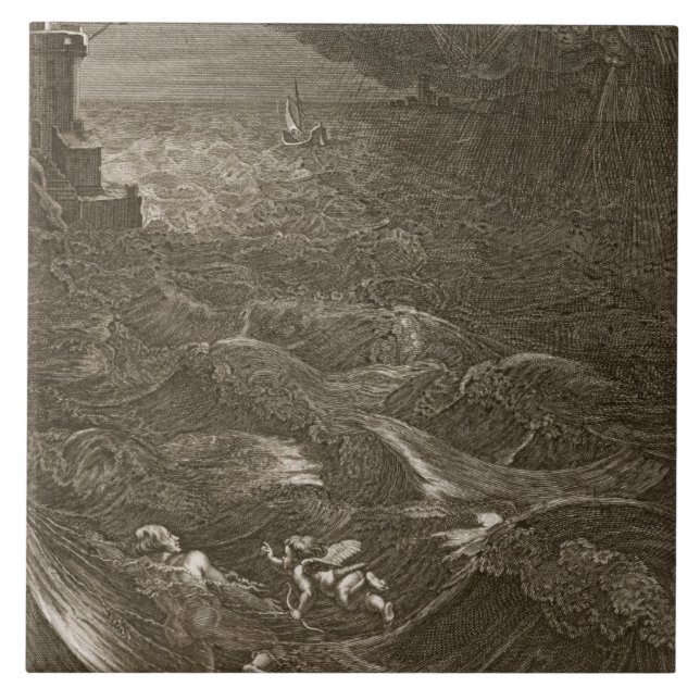 Leander simmar över Hellesponten för att möta hans Kakelplatta (Framsidan)