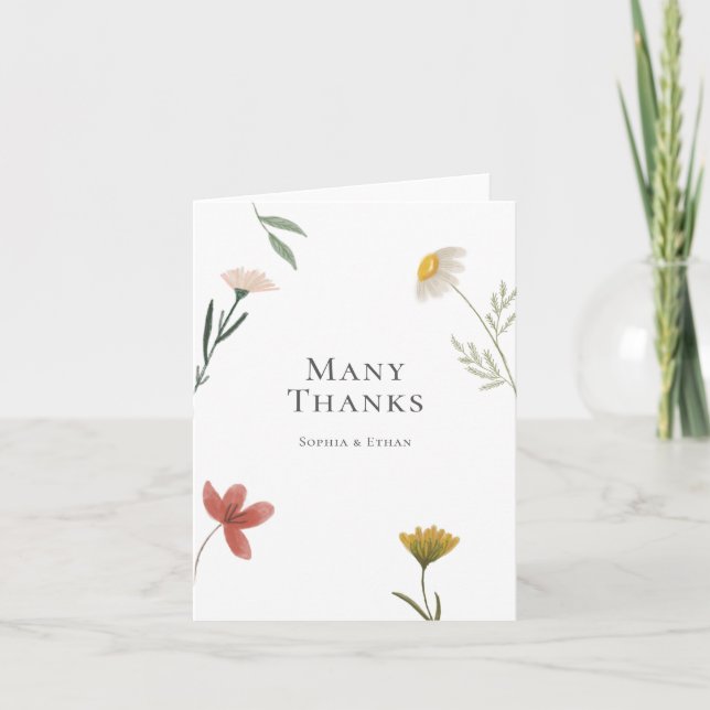 Leander WildblommBröllop Tack Kort (Framsida)