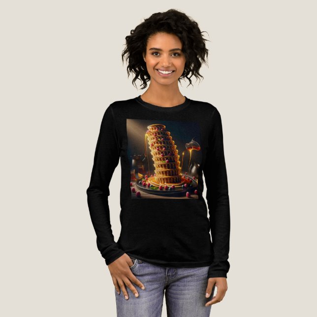 Leaning Tower of Yummy! Lady's T-Shirt Long Sleeve (Hel framsida)
