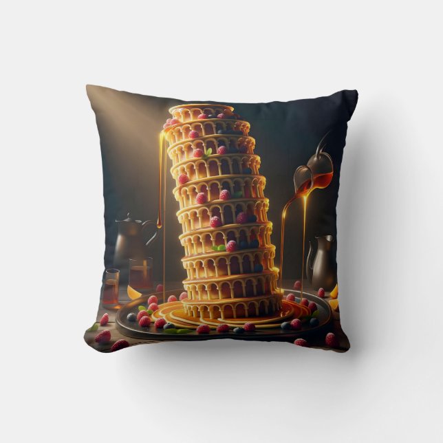 Leaning Tower of Yummy! Throw Pillow Kudde (Framsida)