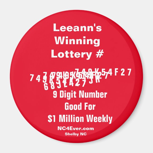 Leans vinnande Lottery Number Magnet (Framsidan)