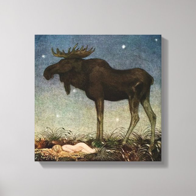 "Leap Finds the Sleeping Princess" av John Bauer Canvastryck (Framsida)