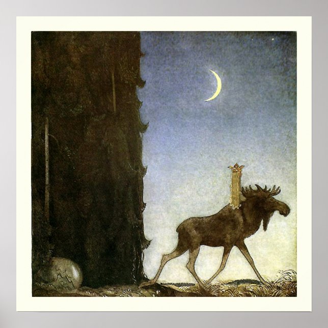 Leap the Elk and Princess Tuvstarr by John Bauer Poster (Framsidan)
