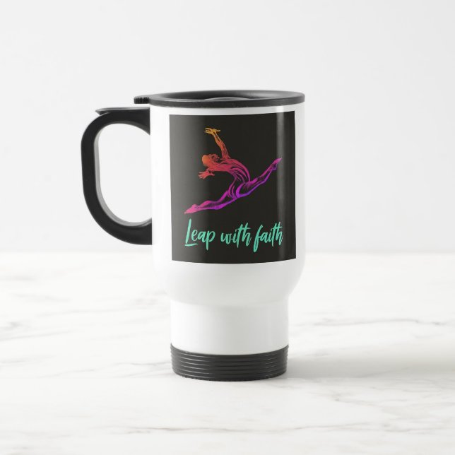 "Leap with Faith" Travel Coffee Mug Resemugg (Vänster)