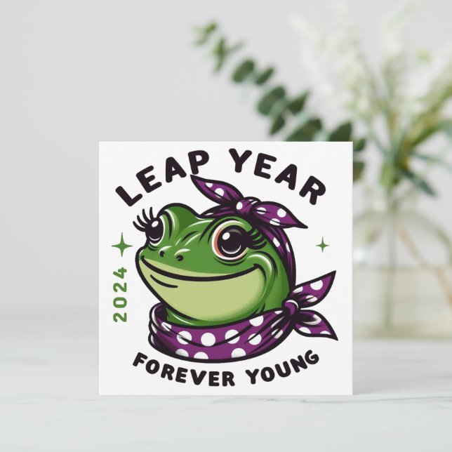 Leap Year 2024 Forever Young Frog Julkort (Stående Fram)