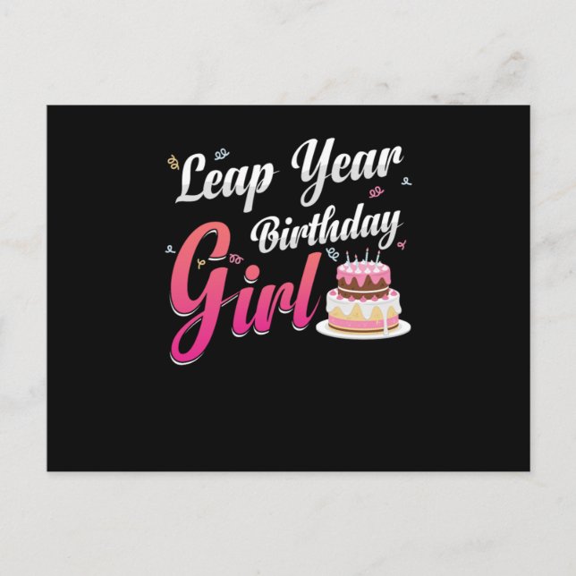 Leap Year Birthday Girl February 29 Birthday Gift Vykort (Framsida)