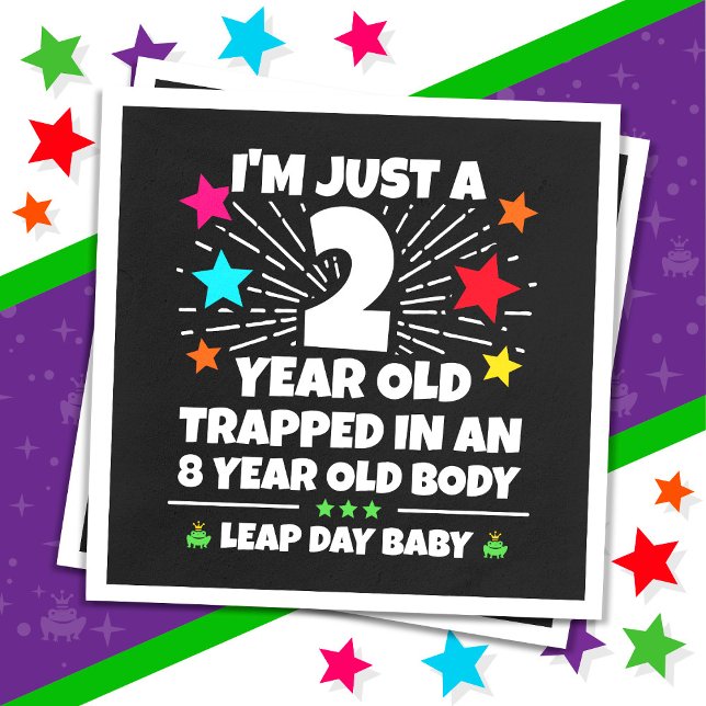 Leap Year Födelsedagsfest 8-årsdag Leap Day Feb Pappersservett (Skapare uppladdad)