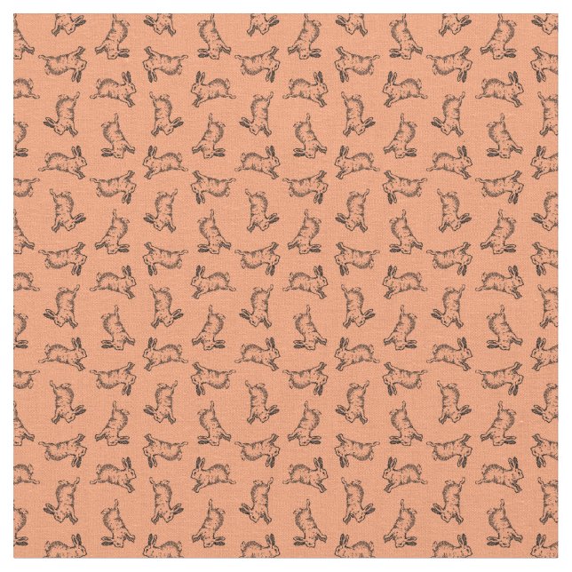 Leapande kanin Cute Vintage Bunny ANPASSNINGSBAR B Tyg (Närbild)