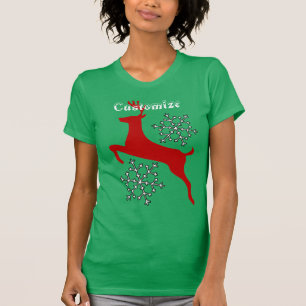 Leaped Red Hjort Snöflingor Thunder_Cove T Shirt