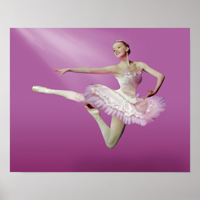 Leaping Ballerina på Rosa Poster (Framsidan)