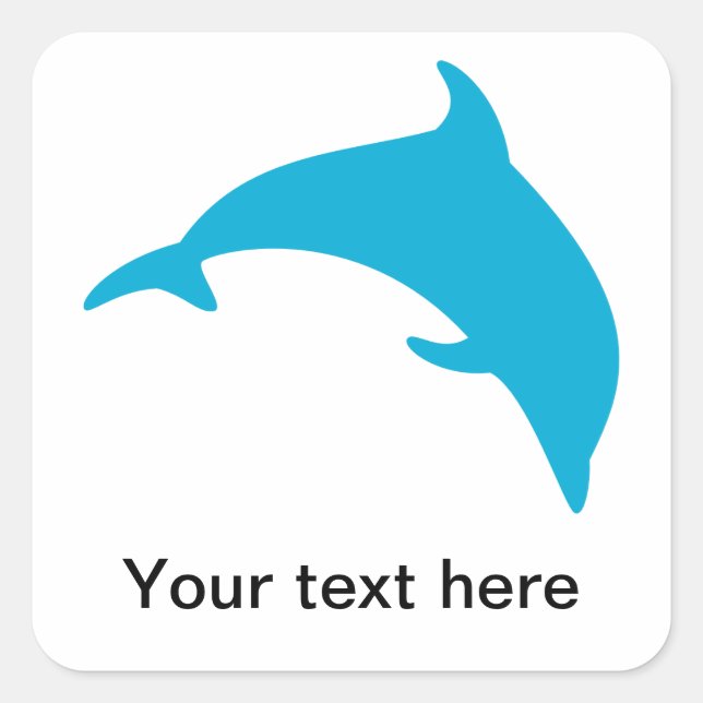 Leaping Blue Dolphin Silhouette Fyrkantigt Klistermärke (Framsida)