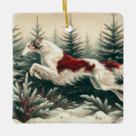 Leaping Borzoi jul Ornament