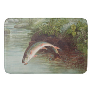 Leaping Brook Trout av Samuel Kilbourne (1874) Badrumsmatta
