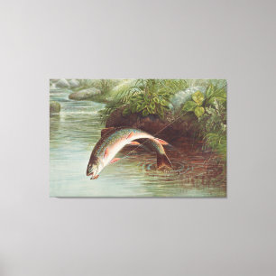 Leaping Brook Trout av Samuel Kilbourne (1874) Canvastryck