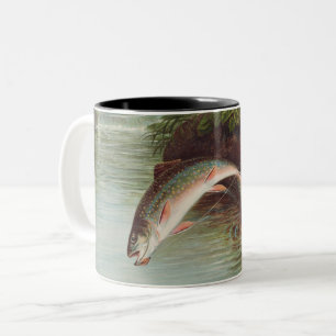 Leaping Brook Trout av Samuel Kilbourne (1874) Två-Tonad Mugg