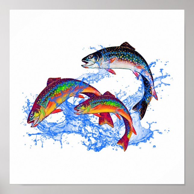 Leaping Brook Trout Poster (Framsidan)