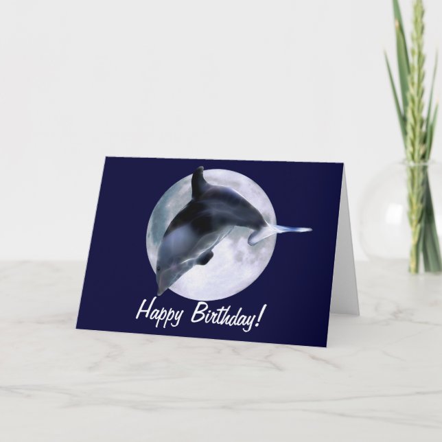 LEAPING DOLPHIN Fantasy Birthday Card Series Kort (Framsida)