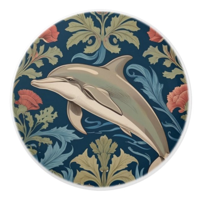 Leaping Dolphin William Morris stil Lämnat vänd mo Knopp (Framsidan)