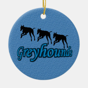 Leaping Greyhound Silhouettes Hund Ornament
