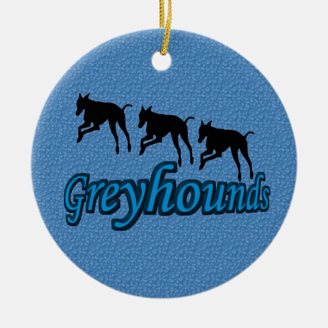 Leaping Greyhound Silhouettes Hund Ornament (Framsidan)