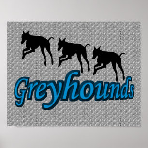 Leaping Greyhound Silhouettes Poster
