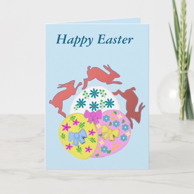 Leaping Hares editable Easter Helgkort (Framsida)