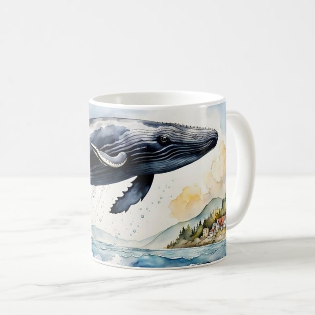 Leaping Humpback Whale Kaffemugg (Framsida höger)