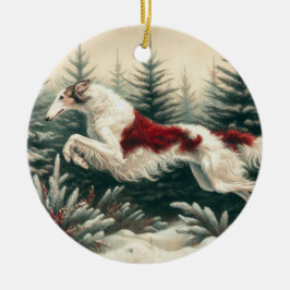 Leaping jul Borzoi Ornament