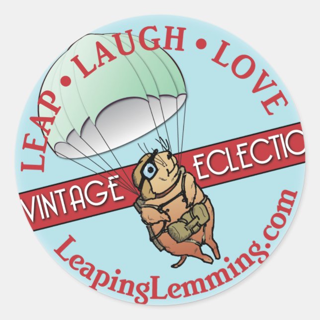 Leaping Lemming Sticker Runt Klistermärke (Framsida)