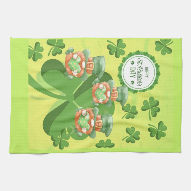 Leaping Leprachauns! St Pattys Day Kökshandduk (Horisontell)