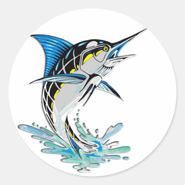 Leaping Marlin Runt Klistermärke (Framsida)