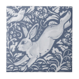 Leaping Rabbit Blue White Botanical Dedham Delft C Kakelplatta
