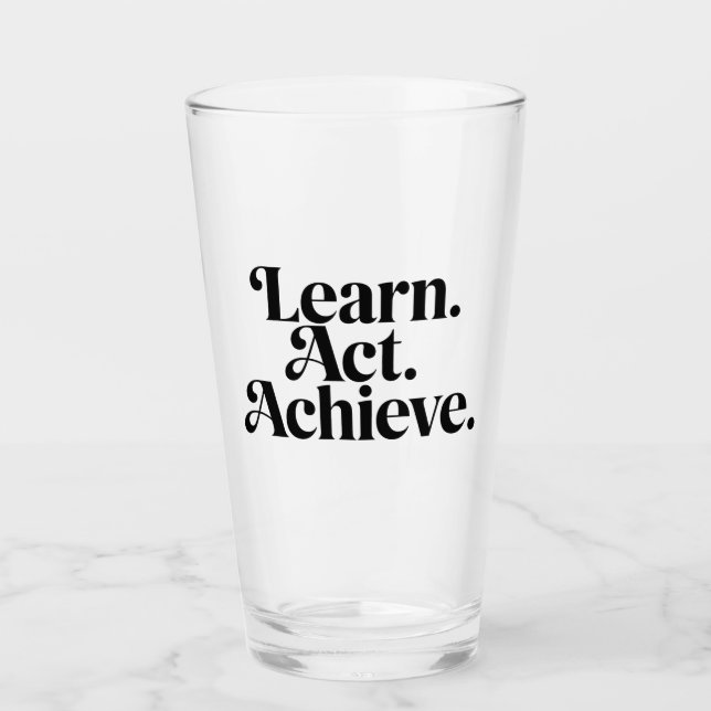 "Learn. Act. Achieve." - Art Typographique Minimal Glaskopp (Framsida)