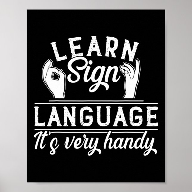 Learn Sign Language Asl Teacher Deaf Awareness  Poster (Framsidan)