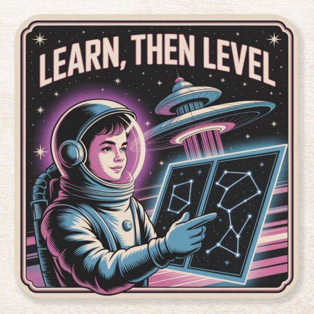 Learn, Then Level Underlägg Papper Kvadrat (Framsidan)