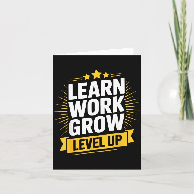Learn Work Grow Level Up Motivational Growth Insra Kort (Framsida)