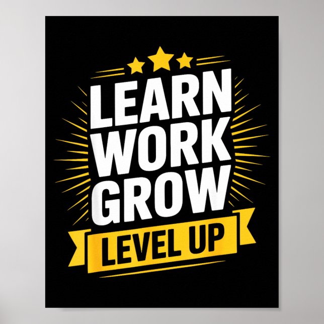 Learn Work Grow Level Up Motivational Growth Insra Poster (Framsidan)