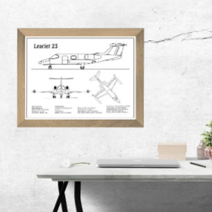 Learning 23 - Flygplan Blueprint Teckning Plans BD Fototryck