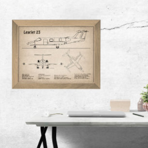 Learning 23 - Flygplan Blueprint Teckning Plans SD Fototryck