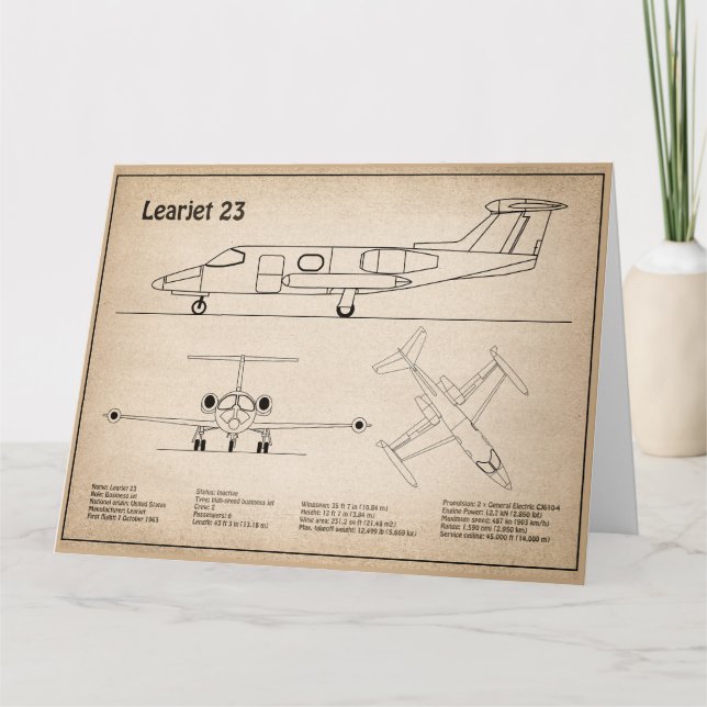 Learning 23 - Flygplan Blueprint Teckning Plans SD Tack Kort (Framsida)