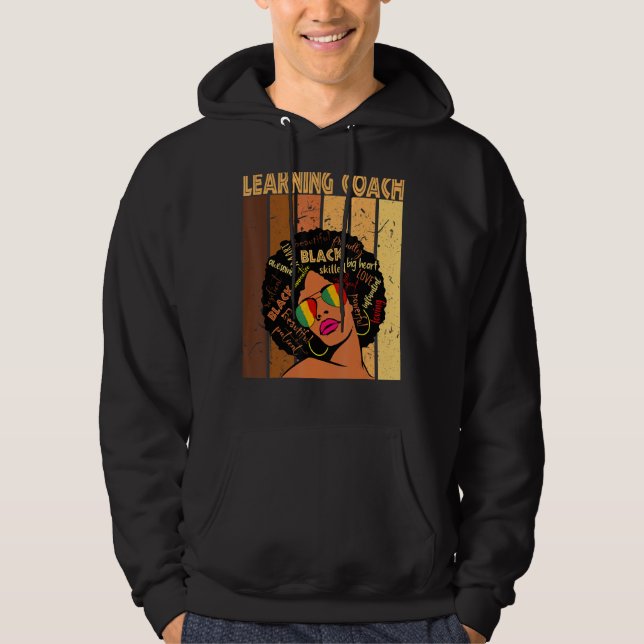 Learning Coach Afro African American Black History Hoodie (Framsida)