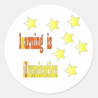 Learning is illumination,Roound stickers with star Runt Klistermärke