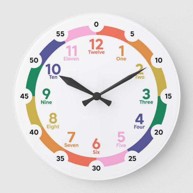 Learning Wall Clock - Roligt i Sol Stor Klocka (Framsida)