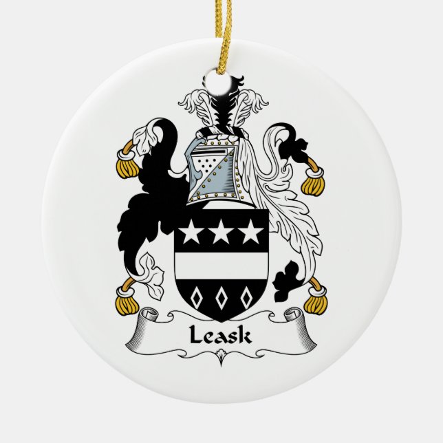 Leask familjvapensköld julgransprydnad keramik (Framsidan)